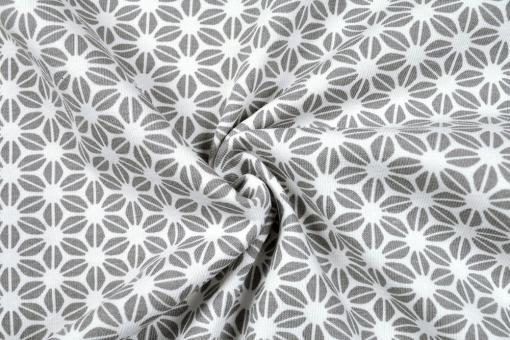 Jerseystoff - Geometrische Blumen - Grau 