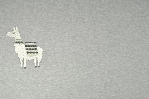 Panel-Jersey Lama - Stickerei - Grau Melange 