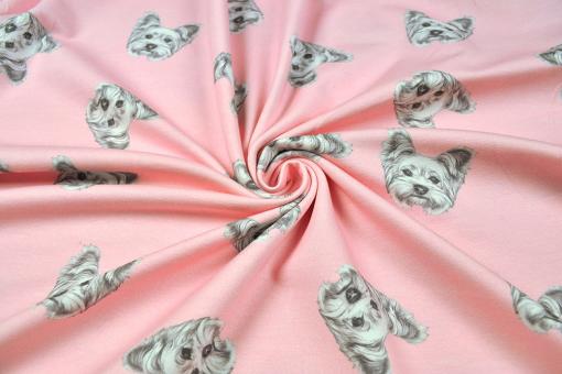 Sommersweat Superprint - Hundeparty - Rosa 