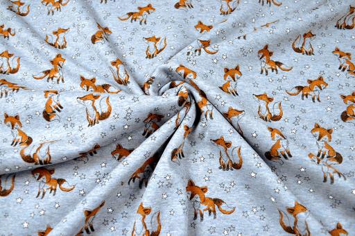 Fleece-Jersey - Little Foxes - Blau 