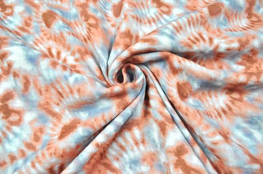 Musselin  Digital - Batikliebe - Apricot/Blau 