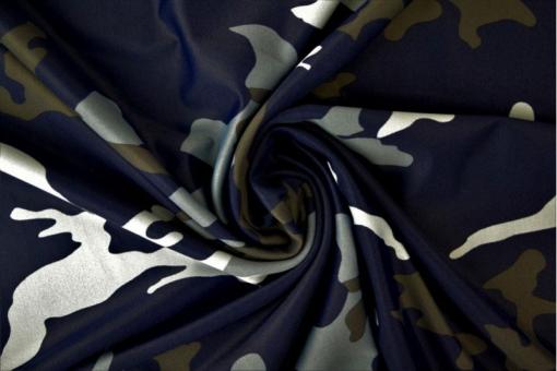 Badeanzugstoff - Blue Camouflage 