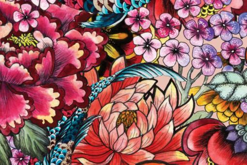 Viskosestoff Digitaldruck - Floral Splendor 