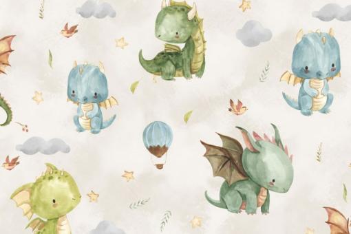 French Terry Digitaldruck - Little Dragons 