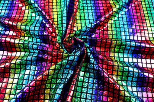 Tanzkleiderstoff - Rainbow-Squares 
