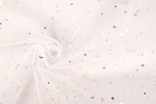 Feintüll - Sternlein - Silber 