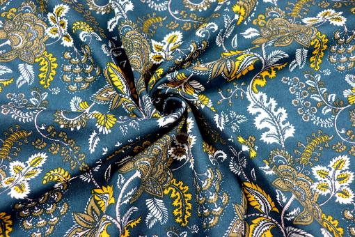 Viskosestoff - Tropic Leaves - Petrol 