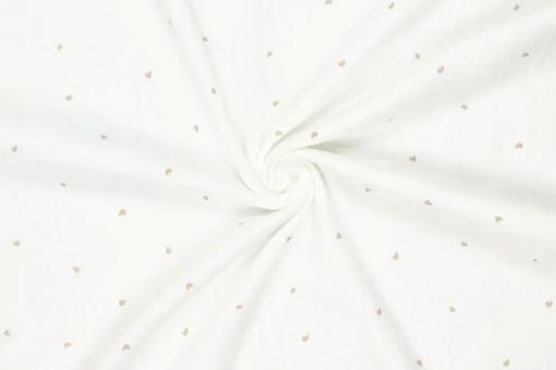 Double Gauze - Simple Hearts - Off White 