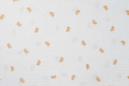Double Gauze bestickt - Goldene Schmetterlinge 
