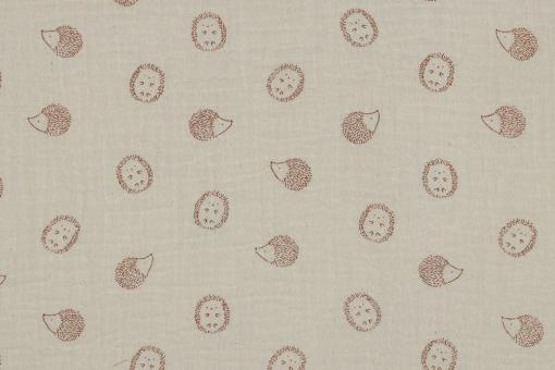 Musselin-Stoff mit süßen Igeln 