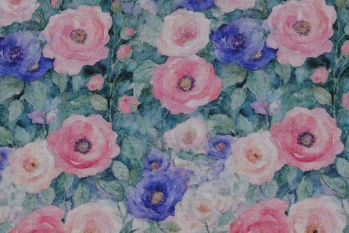 Musselin-Stoff mit digitalem Rosen-Print 