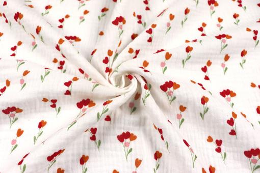 Musselin-Stoff mit Blümchen 