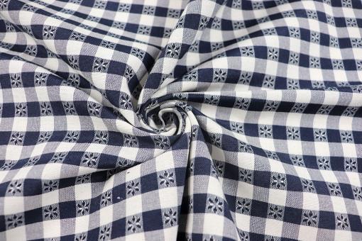 Vichy-Karo mit Blümchen - Dunkelblau 