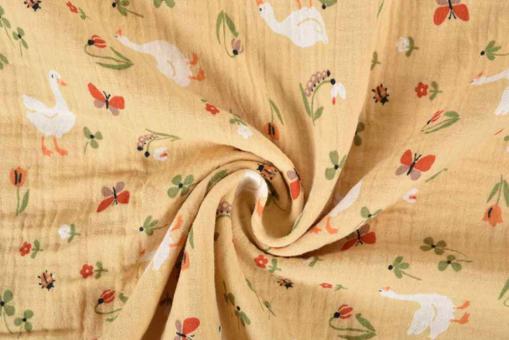 Musselin-Stoff - Gänse-Wiese 