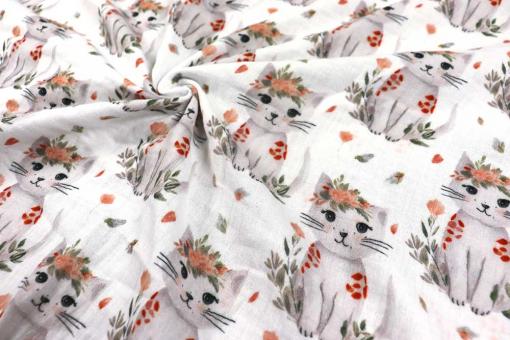 Musselin-Stoff Digitaldruck - Cute Cats 