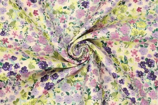 Deluxe Brokat mit pastelligen Blumen 