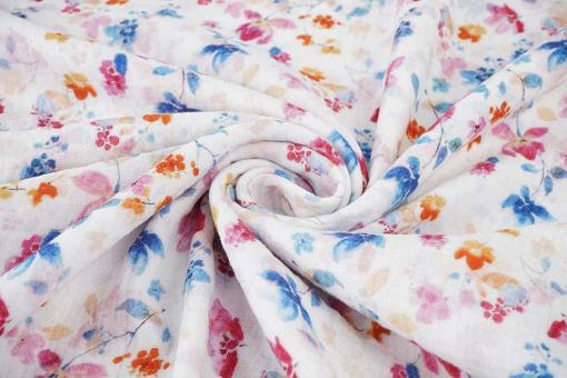 Musselin-Stoff mit Aquarell Blättern 