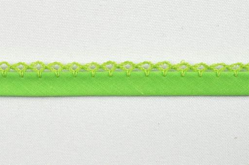 Popeline-Schrägband mit Häkelspitze - 2/4 cm - meterweise Hellgrün