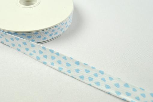 Schrägband Pastell-Liebe - 20/40 mm breit - Meterware Hellblau