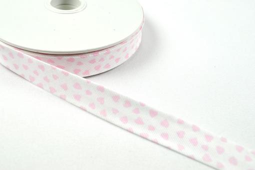 Schrägband Pastell-Liebe - 20/40 mm breit - Meterware Rosa