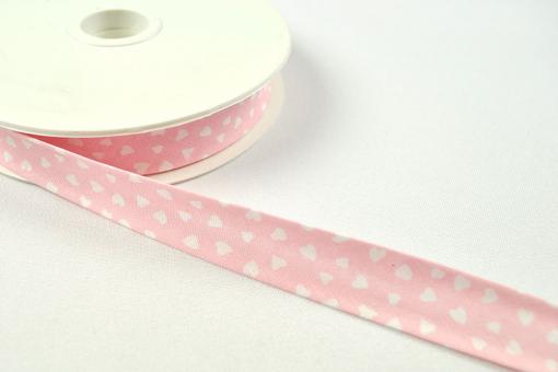 Schrägband Herzle - 20/40 mm breit - Meterware Rosa