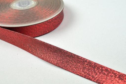 Schrägband glitzernd - 2/4 cm - meterweise Rot