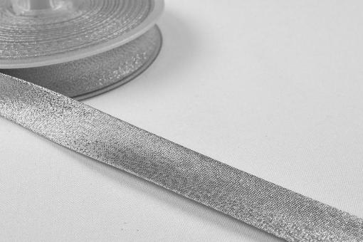 Schrägband glitzernd - 2/4 cm - meterweise Silber