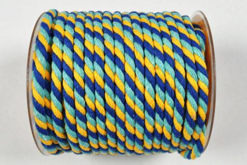 Kordel-Meterware - Blau/Petrol/Gelb - 6 mm 