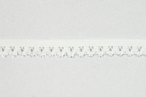 Gummiband mit Spitze - 1,3 cm - Uni Weiß