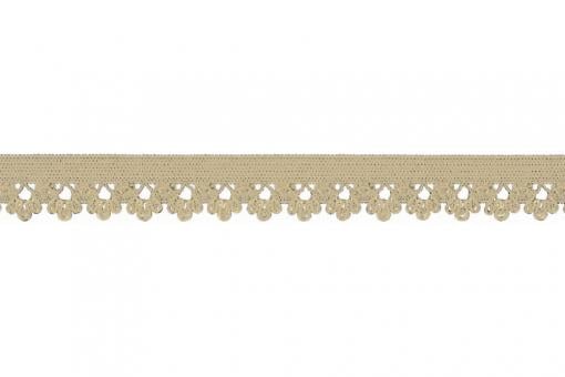 Gummiband mit Spitze - 1,3 cm - Uni Beige 