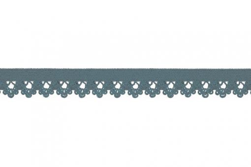 Gummiband mit Spitze - 1,3 cm - Uni Jeansblau 