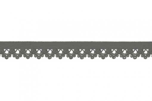 Gummiband mit Spitze - 1,3 cm - Uni Grau