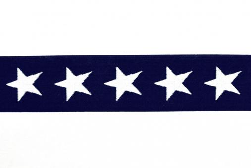 Gummiband - Stars - 40 mm - Navy 
