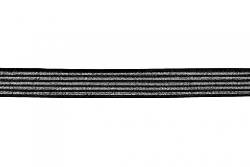 Gummiband-Meterware - Silber-Glitzer - 25 mm 