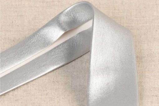 Kunstleder-Schrägband - Shiny Silver 
