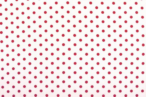 Baumwolle Popeline - große Punkte Weiß / Rot