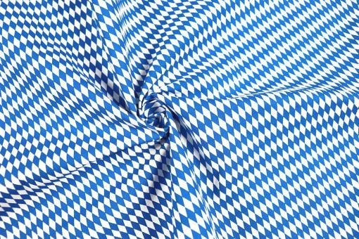 Baumwollstoff Bayern - Raute - Weiß/Blau 