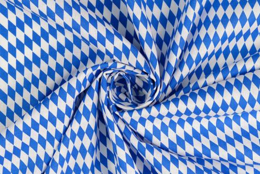 Baumwollstoff Bayern - Raute - Weiß/Blau 