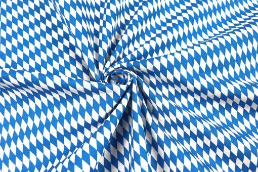 Baumwollstoff Bayern - Große Raute - Weiß/Blau 