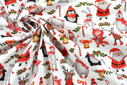 Weihnachtsstoff - Santa's Animals 