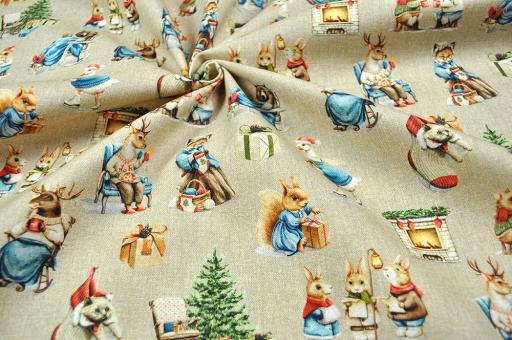 Dekostoff Baumwolle Superprint - Cute Christmas - Beige 
