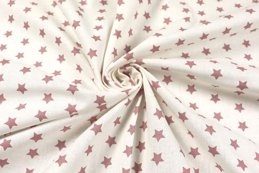 Baumwollstoff - Stars - 295 cm - Weiß/Dusty Pink 