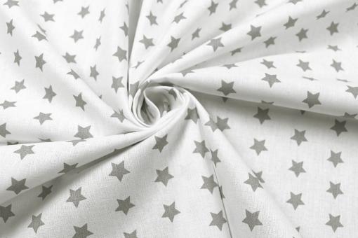 Bettwäsche-Stoff - Sterne - 295 cm - Weiß/Hellgrau 