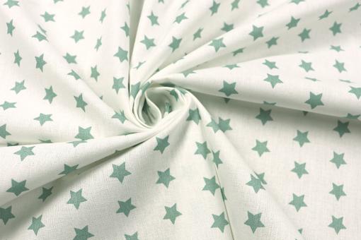 Bettwäsche-Stoff - Sterne - 295 cm - Weiß/Mint 