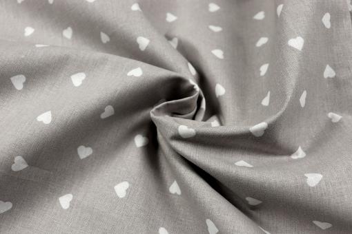 Bettwäsche-Stoff - Herzen - 295 cm - Hellgrau 