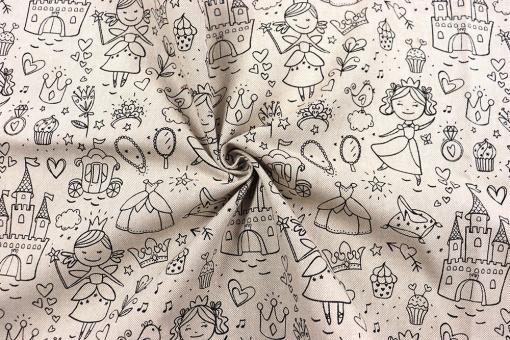 Baumwollstoff zum Ausmalen - Leinenoptik - Fairy Dream 