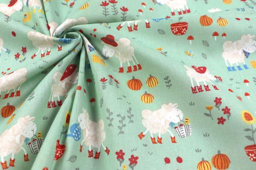 Baumwollstoff mit Schäfchen 