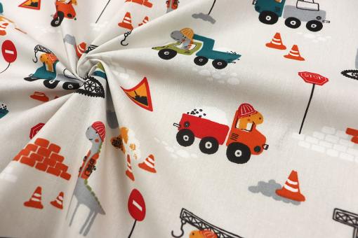Baumwollmix mit Dinos auf der Baustelle 