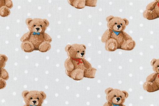 Baumwollstoff mit Tupfen und Teddys 