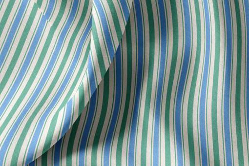 Baumwollstoff mit Streifen - Blau/Grün 